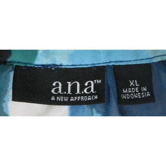 A.N.A. WOMEN'S 3/4 WATERCOLOR PRINT SPLIT KEY PEASANT SMOCKED BLOUSE SIZE XL-EUC - Picture 8 of 11